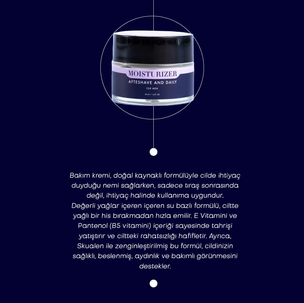 Men Moisturizer Cream - Erkekler İçin Tıraş Sonrası ve Günlük Nemlendirici Krem (50 ml)