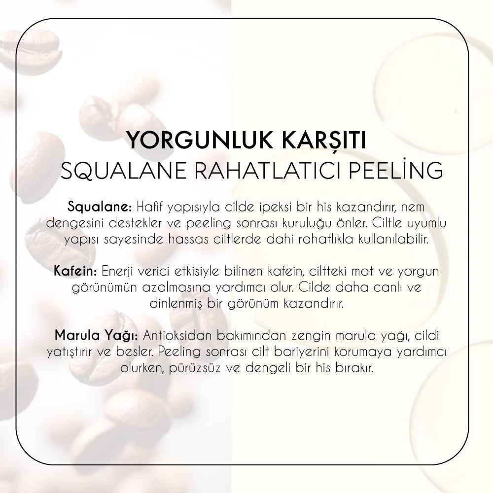 Squalane Rahatlatıcı Peeling kutu ambalajı — Polente Natural yüz peeling serisi