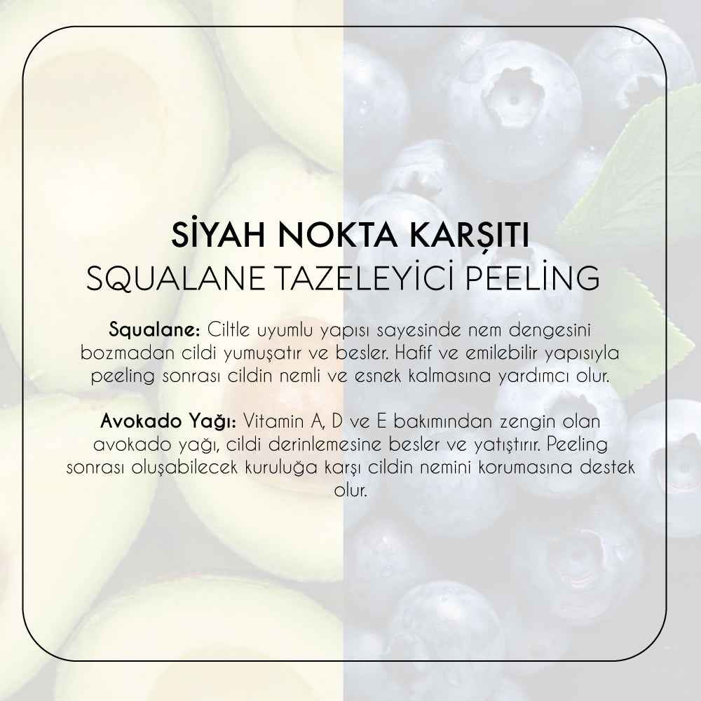 Squalane Tazeleyici Peeling INCI etiketi ve kullanım talimatları
