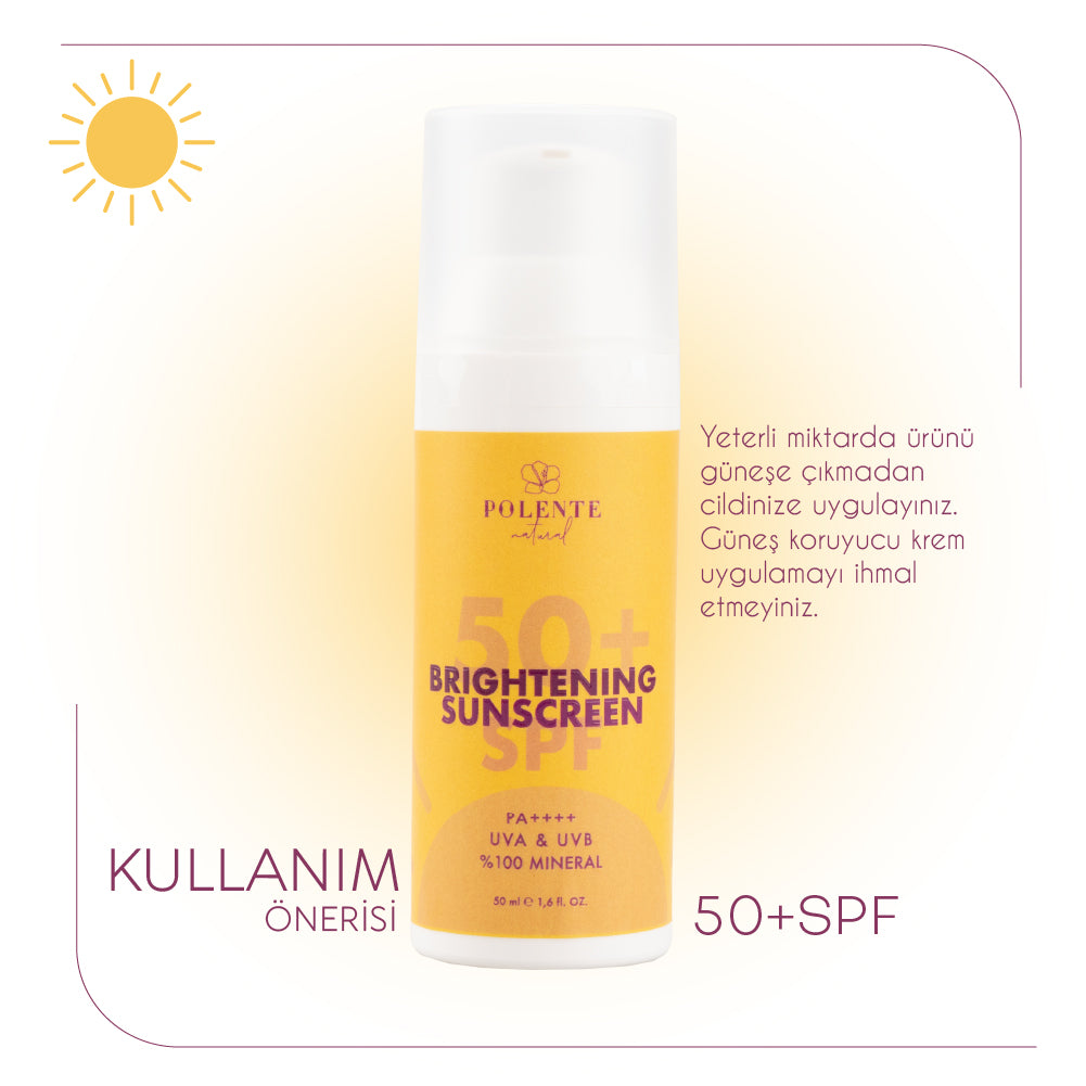 50+ SPF Brightening Sunscreen - 50+ SPF Aydınlatıcı Güneş Kremi %100 Mineral Filtre (50 ml)