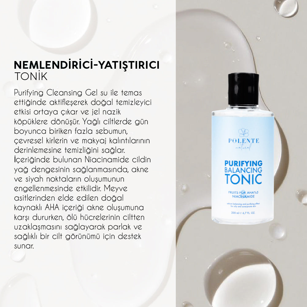 Arındırıcı Cilt Temizleme Seti- Yağlı ve Akneye Yatkın Ciltler AHA ve Niacinamide