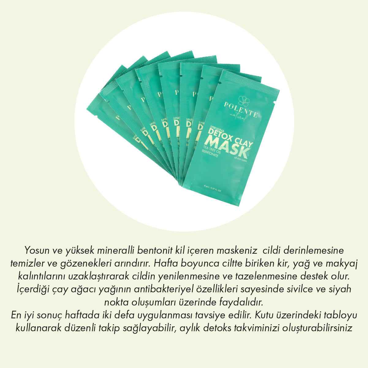 Spirulina Detoks Kil Maskesi uygulama görseli — yağlı ciltler için haftalık arındırıcı
