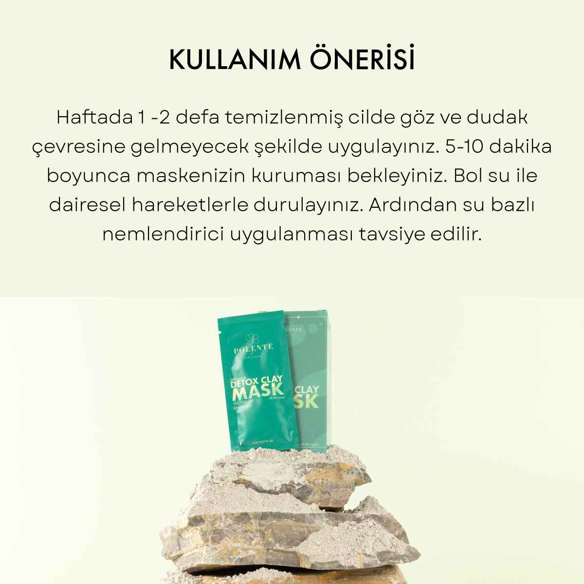 Spirulina Detoks Kil Maskesi tek kullanımlık poşet detayı