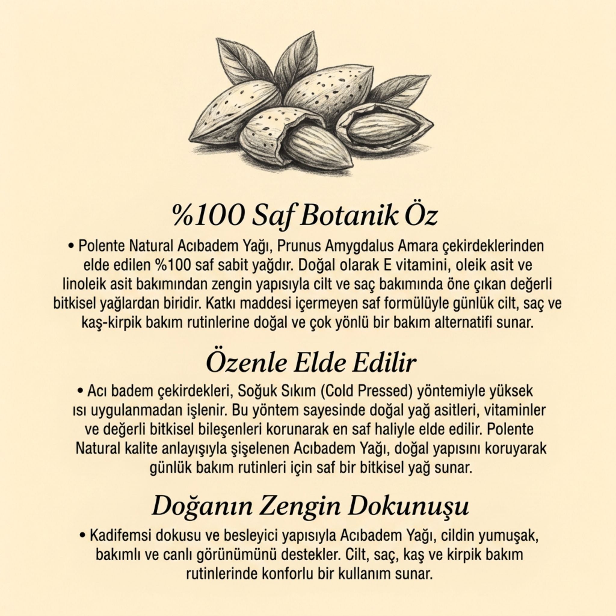 Acıbadem Yağı - Soğuk Sıkım (50 ml) - Polente Natural