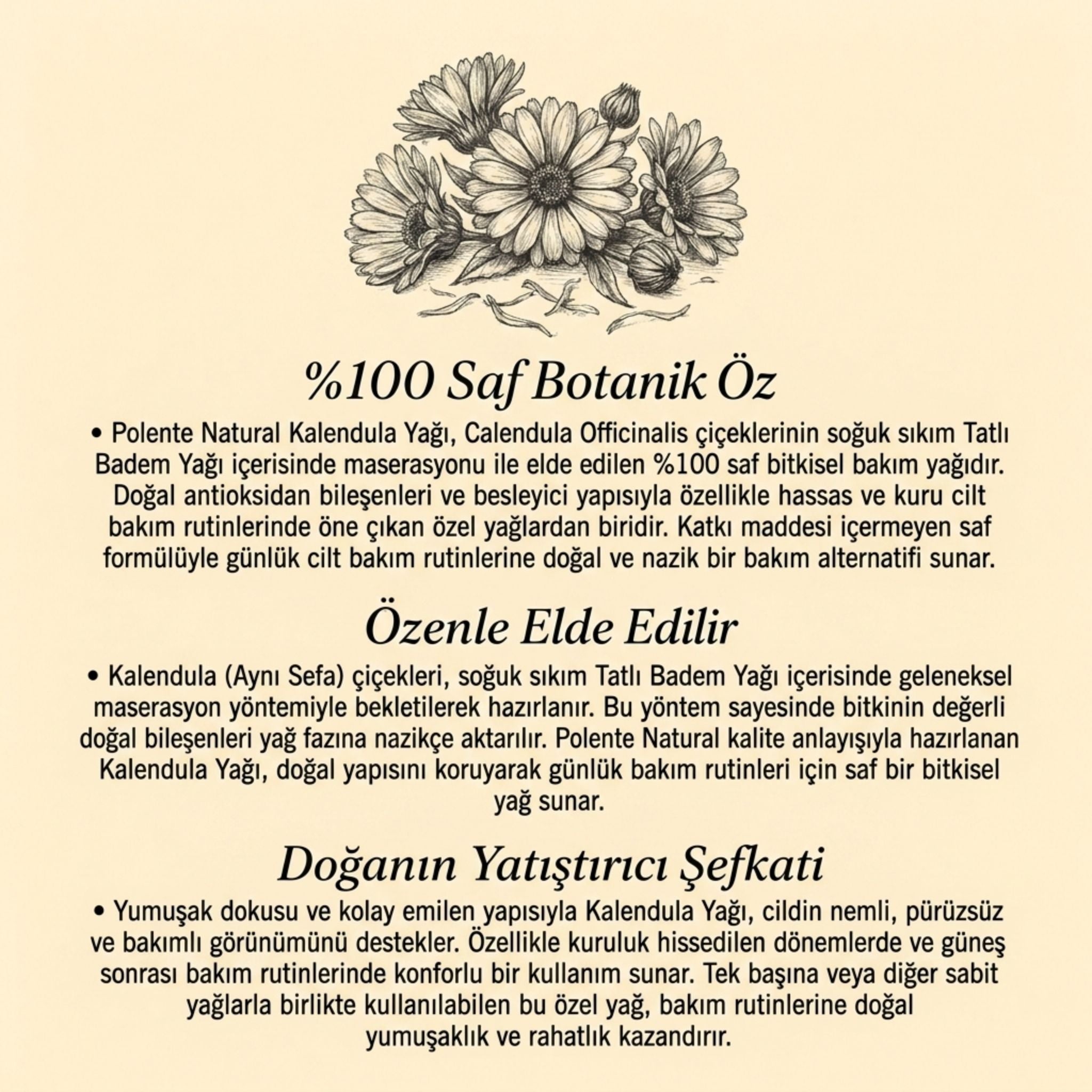 Kalendula Yağı - Aynı Sefa Yağı (50 ml) - Polente Natural