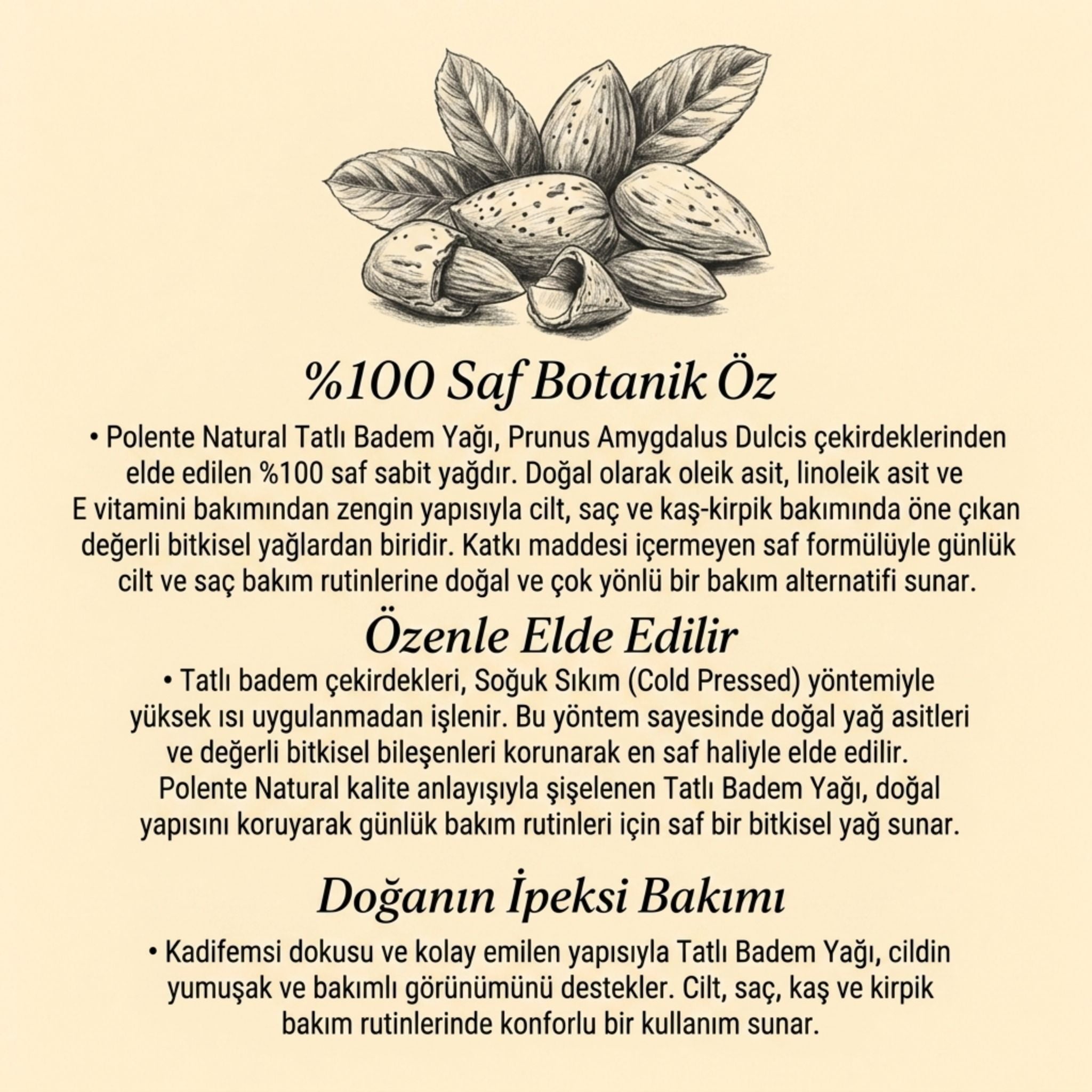 Tatlı Badem Yağı - Soğuk Sıkım (50 ml)