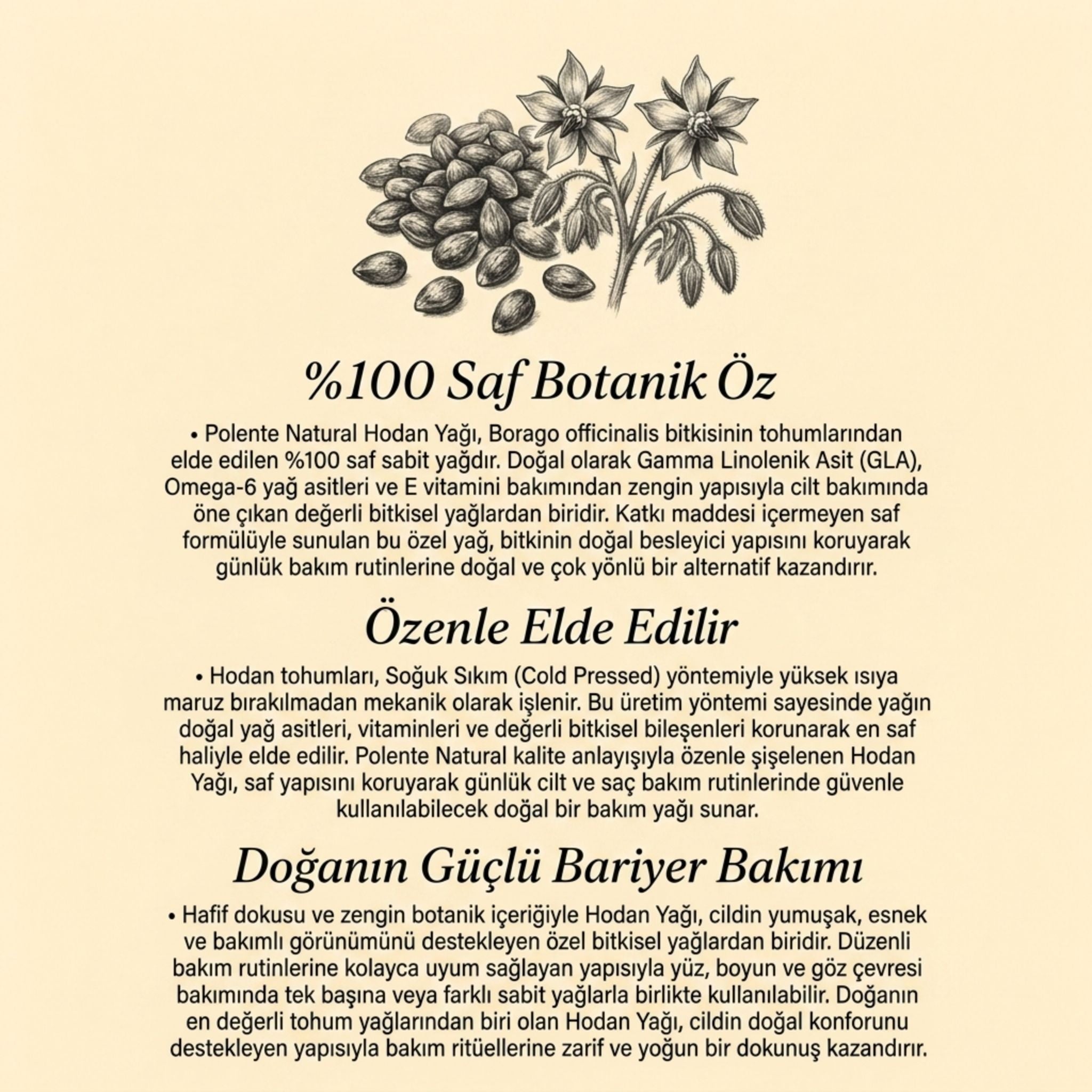 Üzüm Çekirdeği Yağı - Soğuk Sıkım (50 ml) - Polente Natural