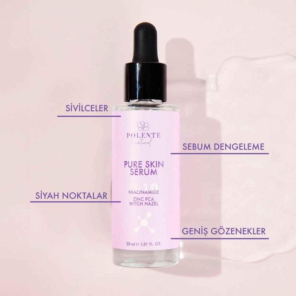 Pure Skin Serum doku detayı — yağlı ciltler için dengeleyici