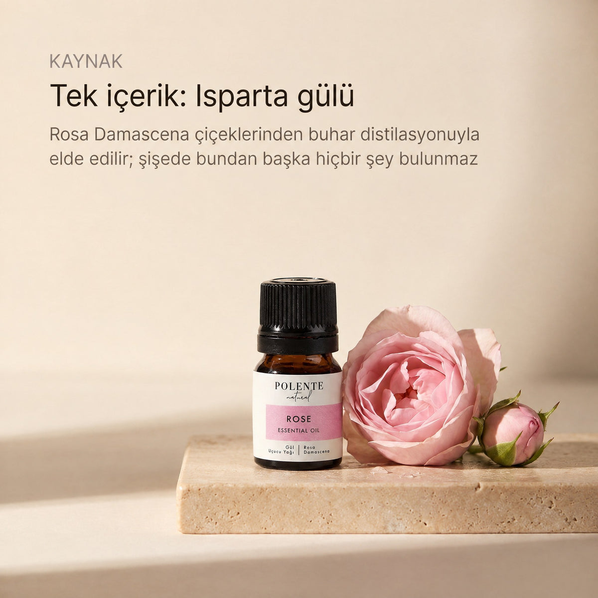 GÜL UÇUCU YAĞI 2,5 ml — tek içerik Isparta gülü, Rosa Damascena buhar distilasyonu