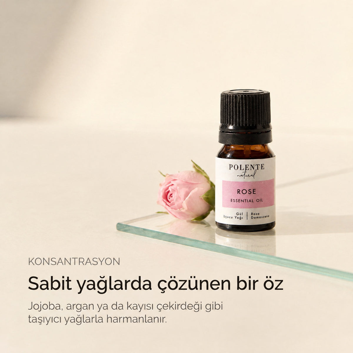GÜL UÇUCU YAĞI 2,5 ml — sabit taşıyıcı yağlarda çözünen konsantre öz