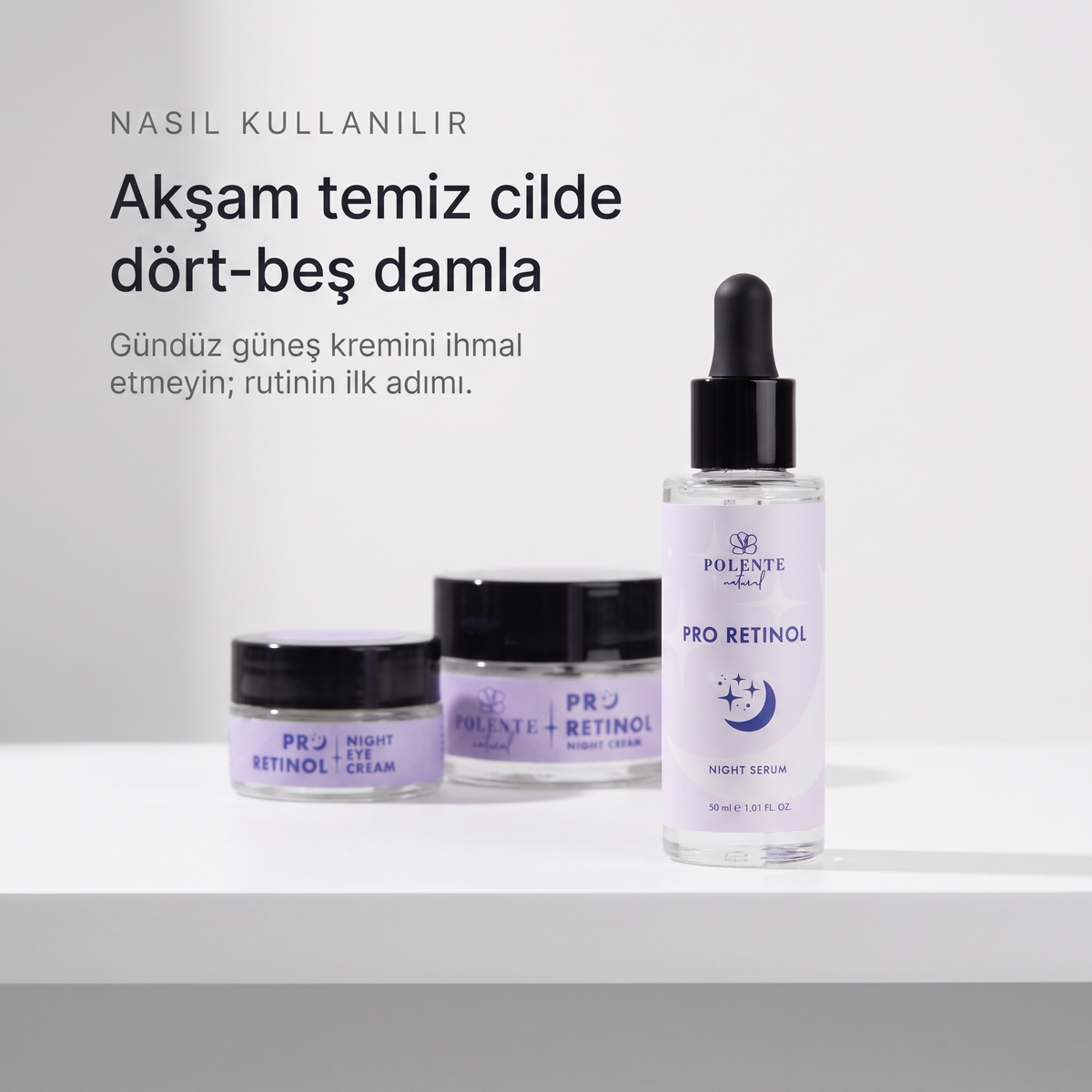 PRO RETİNOL NIGHT SERUM 30 ml — Akşam temiz cilde dört-beş damla