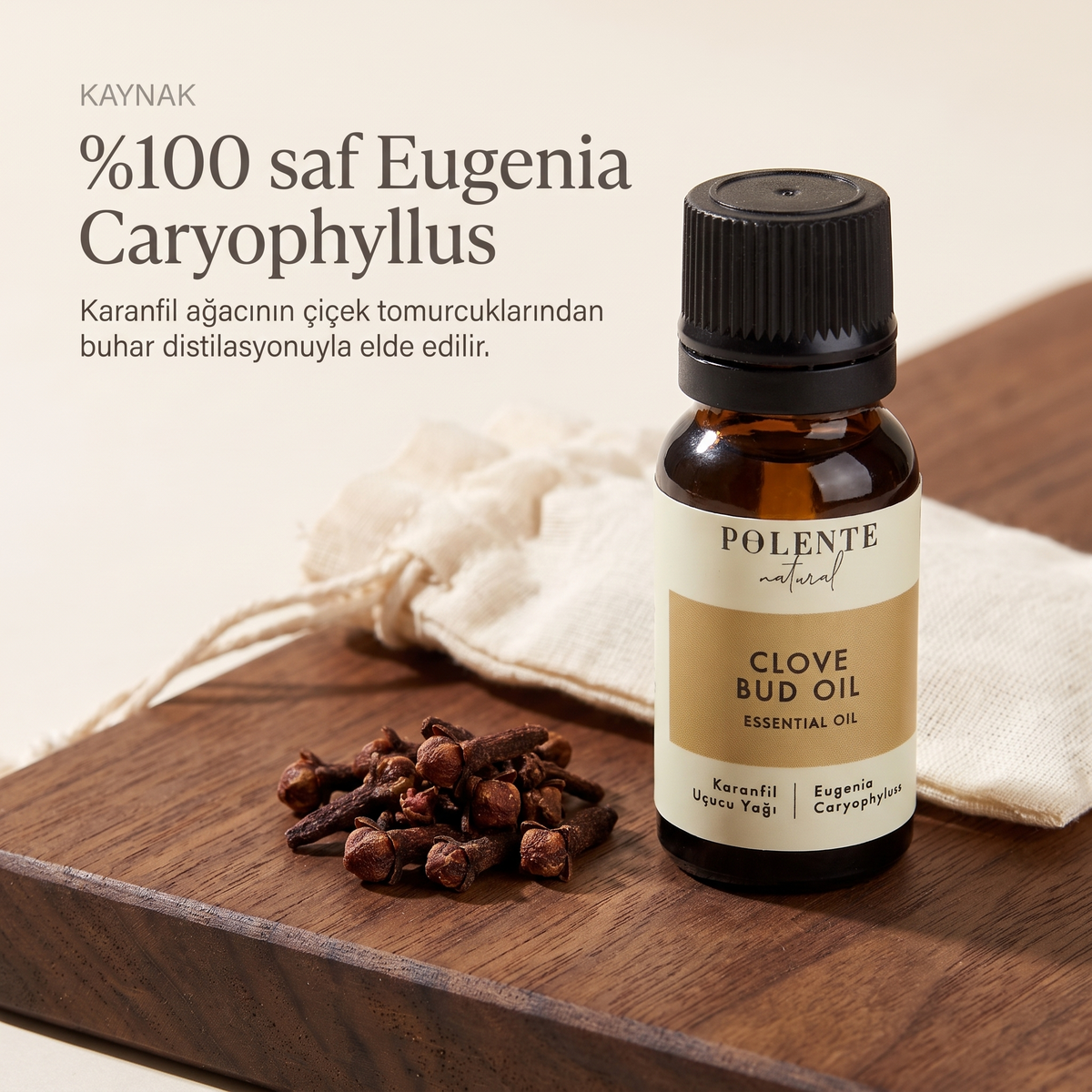 Karanfil Uçucu Yağı 10 ml — %100 saf Eugenia Caryophyllus — çiçek tomurcuğundan buhar distilasyonu