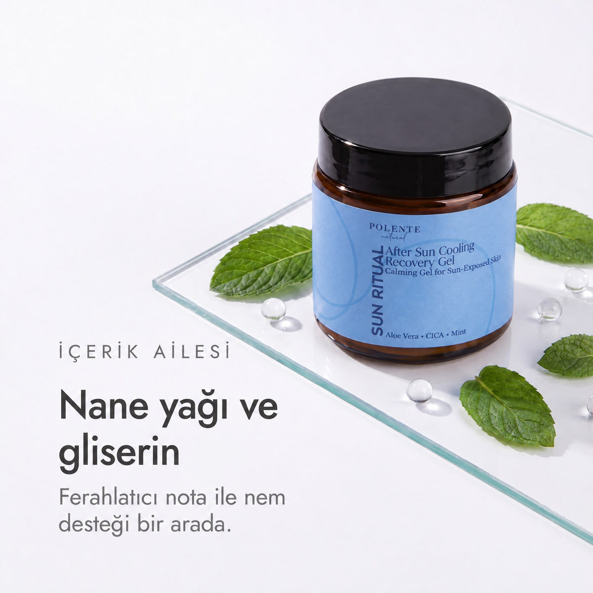 After Sun Cooling & Recovery Gel 100 ml — nane yağı ve gliserin, ferahlatıcı nota ile nem desteği