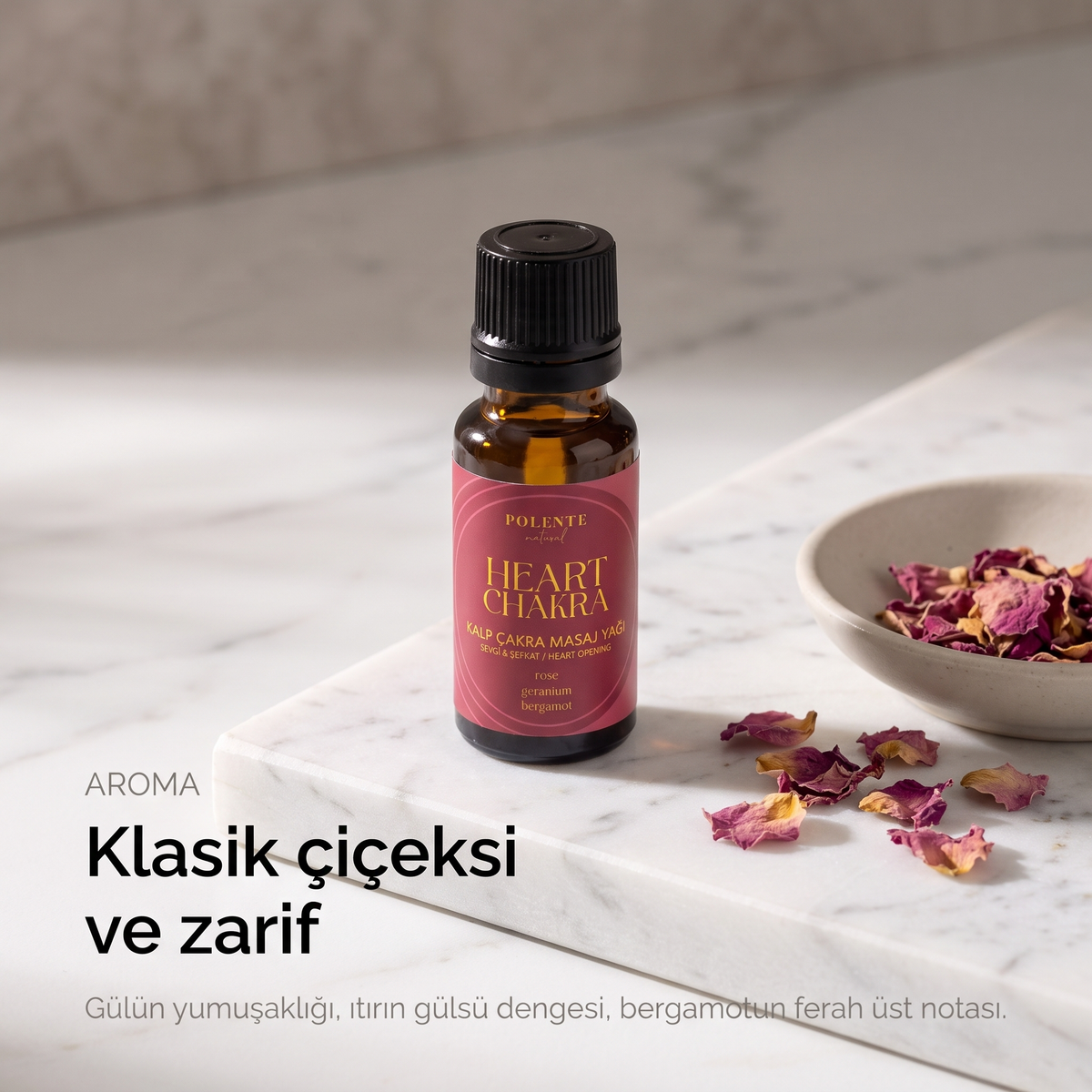 Kalp Çakra Yağı aroma profili — klasik çiçeksi ve zarif notalar