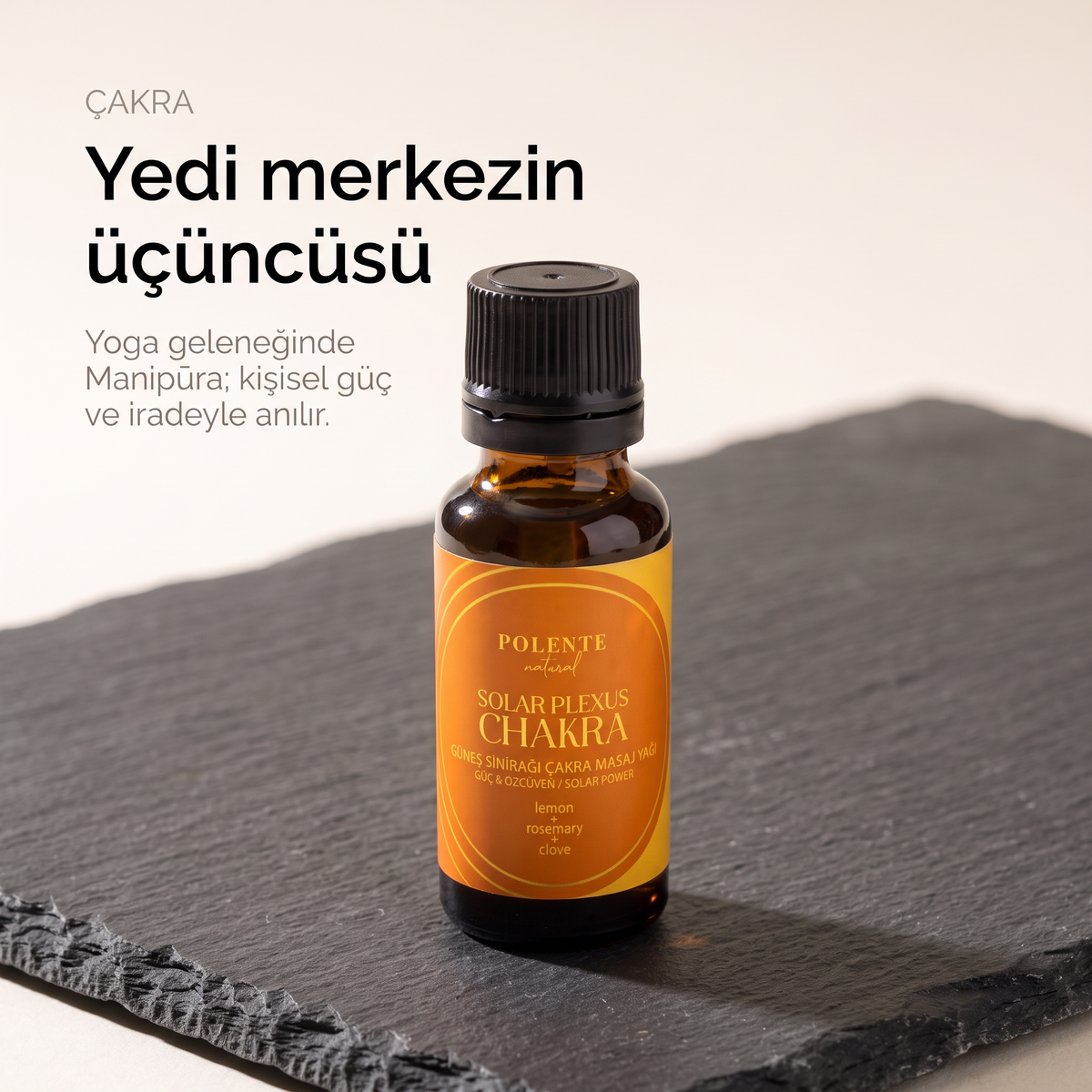 Güneş Sinirağı Çakra Yağı 20 ml — yedi çakra merkezinin üçüncüsü, yoga geleneğinde Manipūra