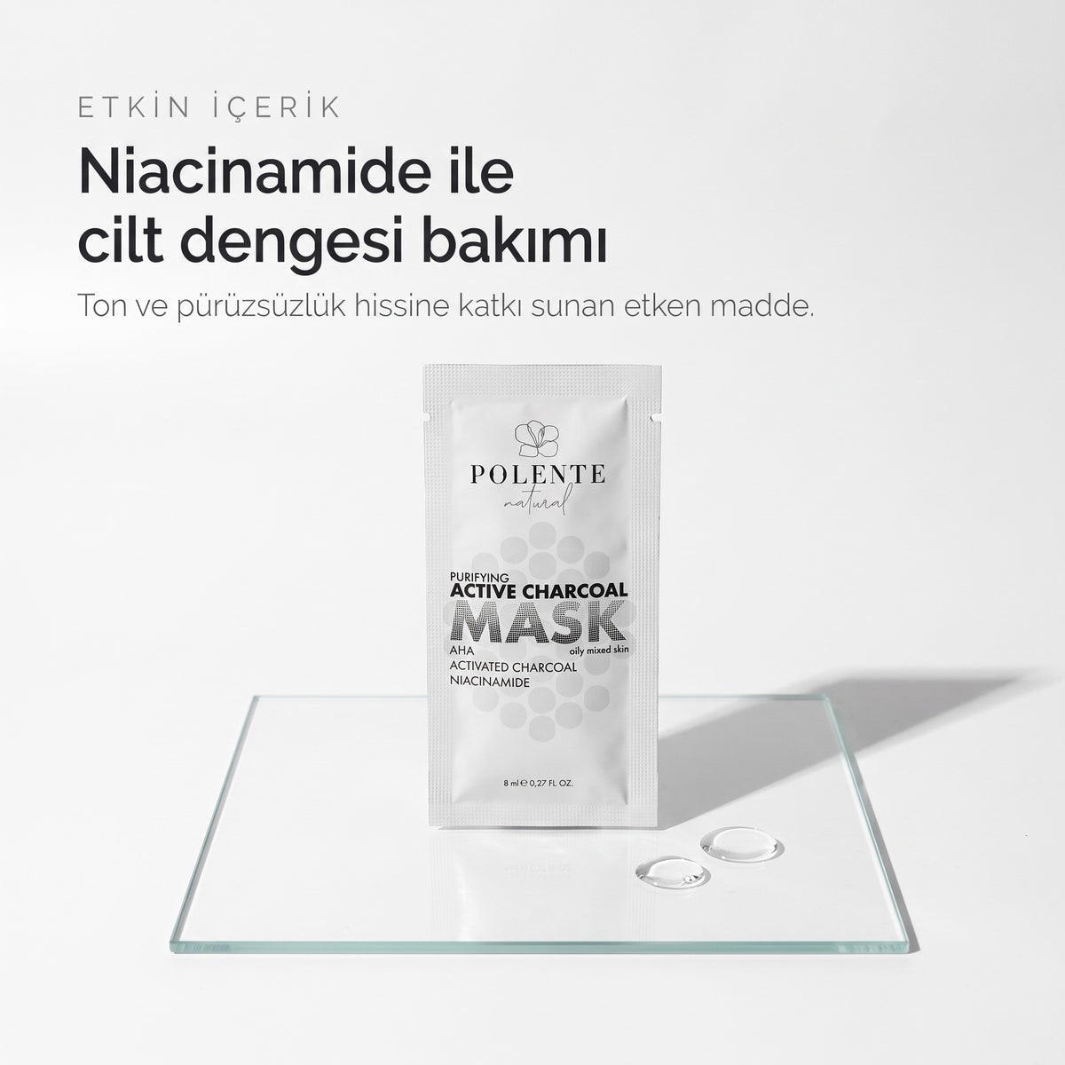 Aktif Karbonlu Arındırıcı Kil Maskesi 8x8 ml — Niacinamide ile cilt dengesi bakımı