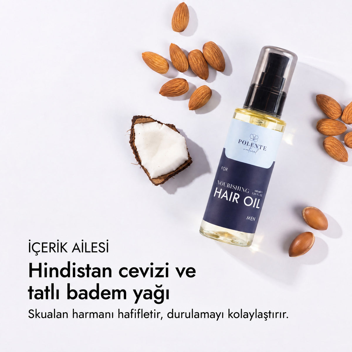 MEN NOURISHING HAIR CARE OIL 100 ml — Badem, hindistan cevizi ve skualan harmanı