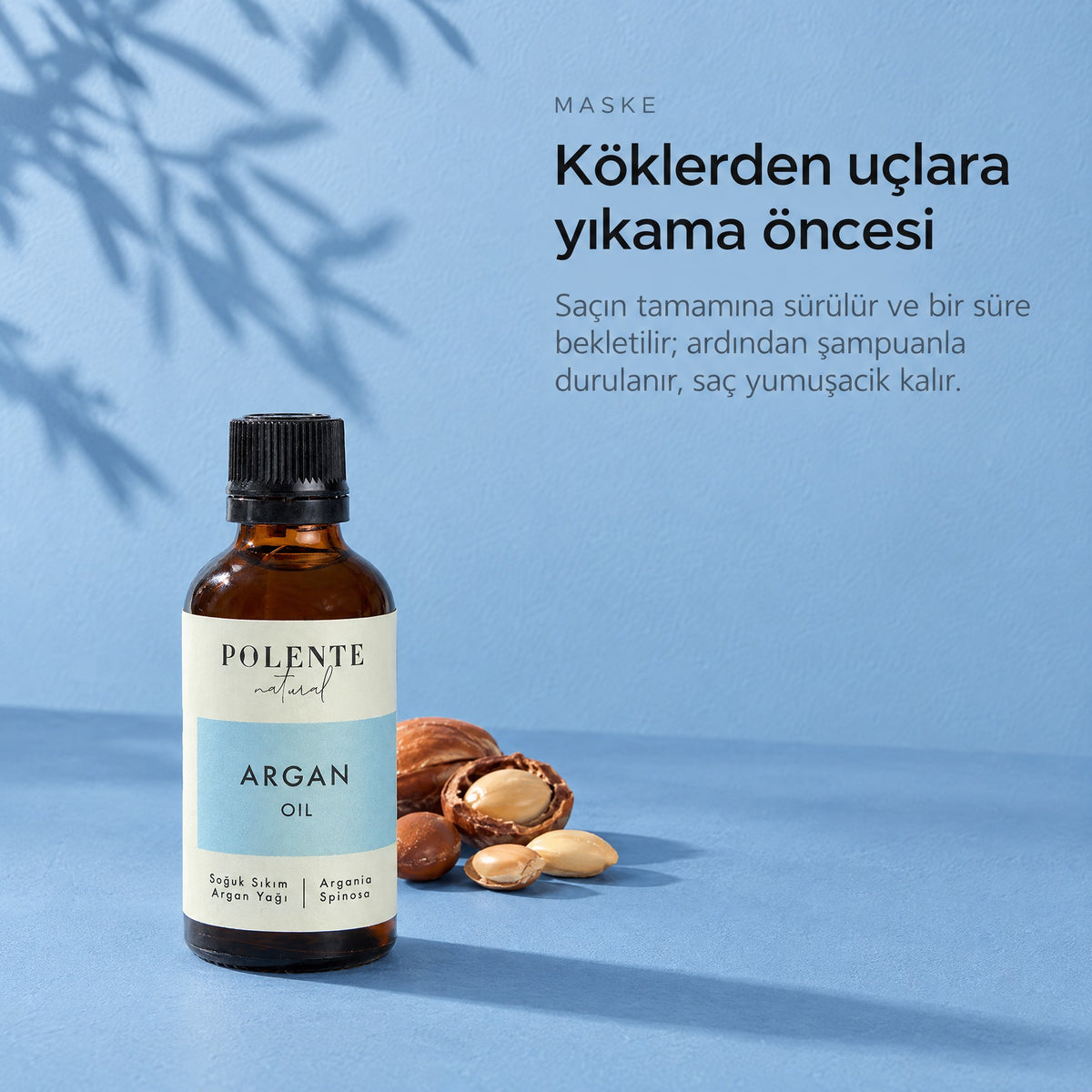 Argan Yağı 50 ml — köklerden uçlara yıkama öncesi