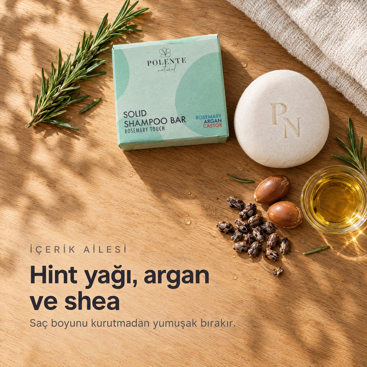 Biberiyeli Güçlendirici Katı Şampuan — Hint yağı, argan ve shea