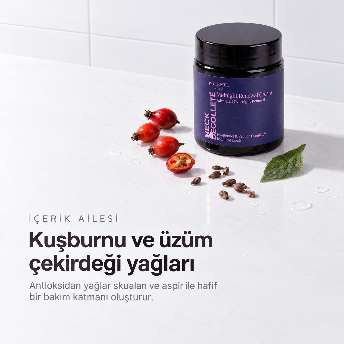 Boyun & Dekolte Gece Kremi 100 ml — kuşburnu ve üzüm çekirdeği yağları