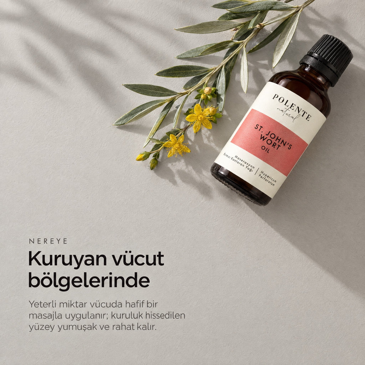 Kırmızı Kantaron Yağı 50 ml — kuruyan vücut bölgelerinde