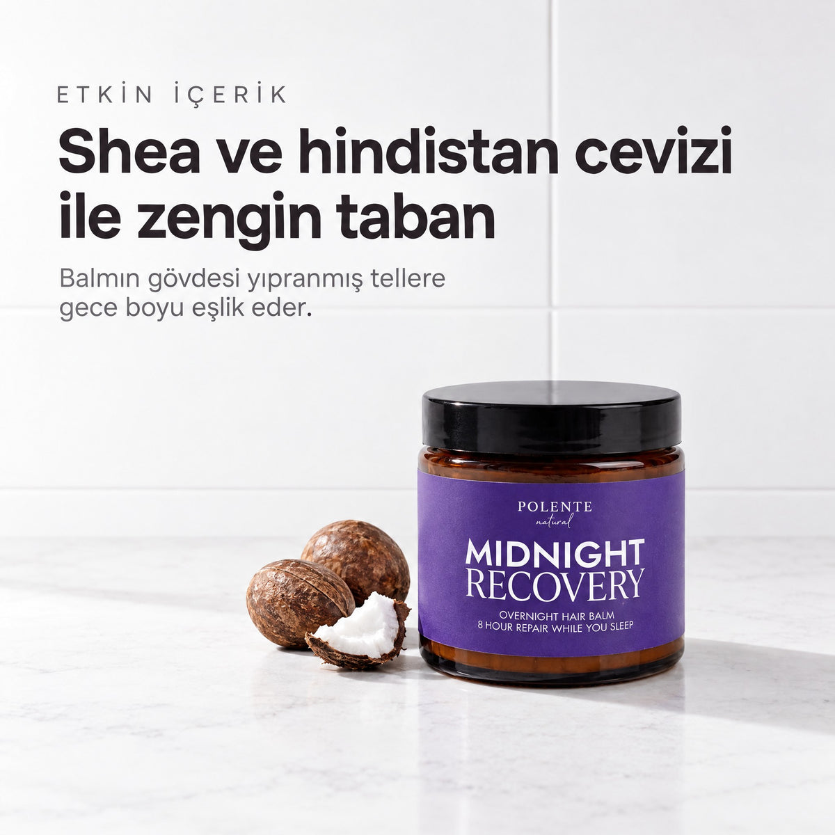 Midnight Recovery Gece Saç Balmı 100 ml — shea ve hindistan cevizi yağı tabanı