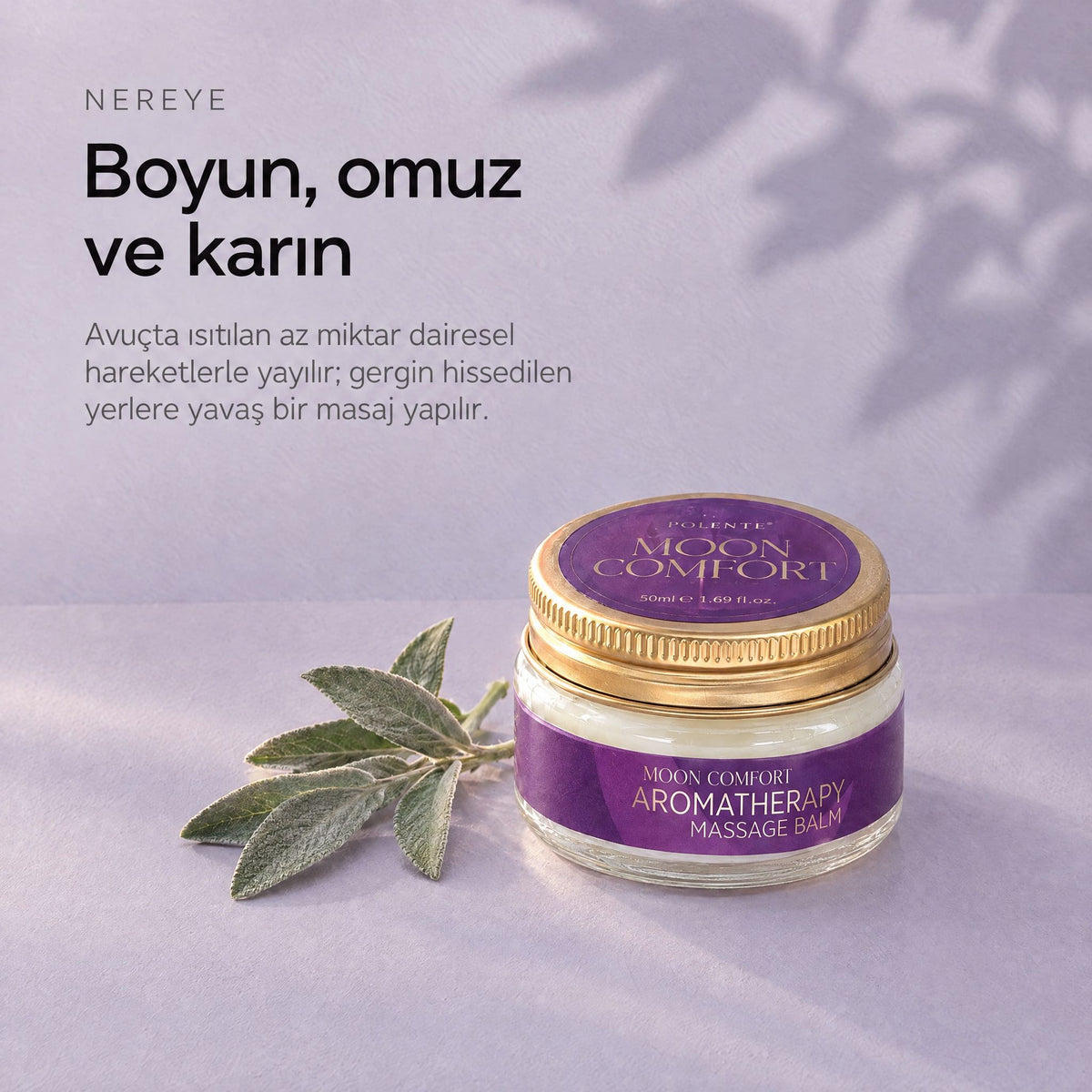 MOON COMFORT Katı Masaj Balmı 50 ml — boyun, omuz ve karın