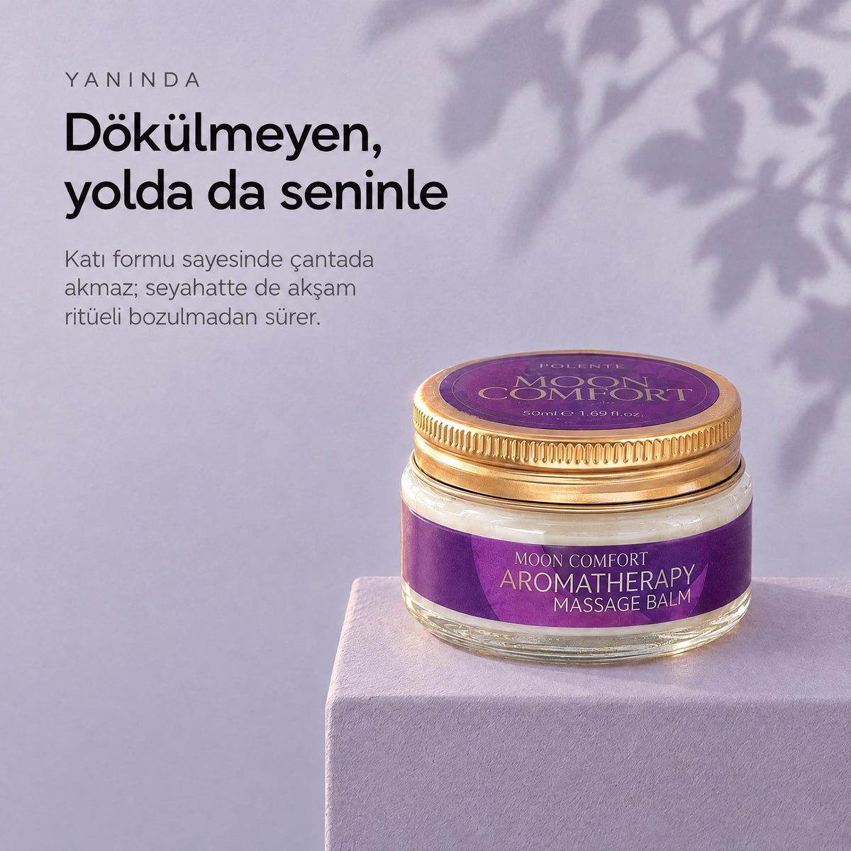 MOON COMFORT Katı Masaj Balmı 50 ml — dökülmeyen, yolda da seninle