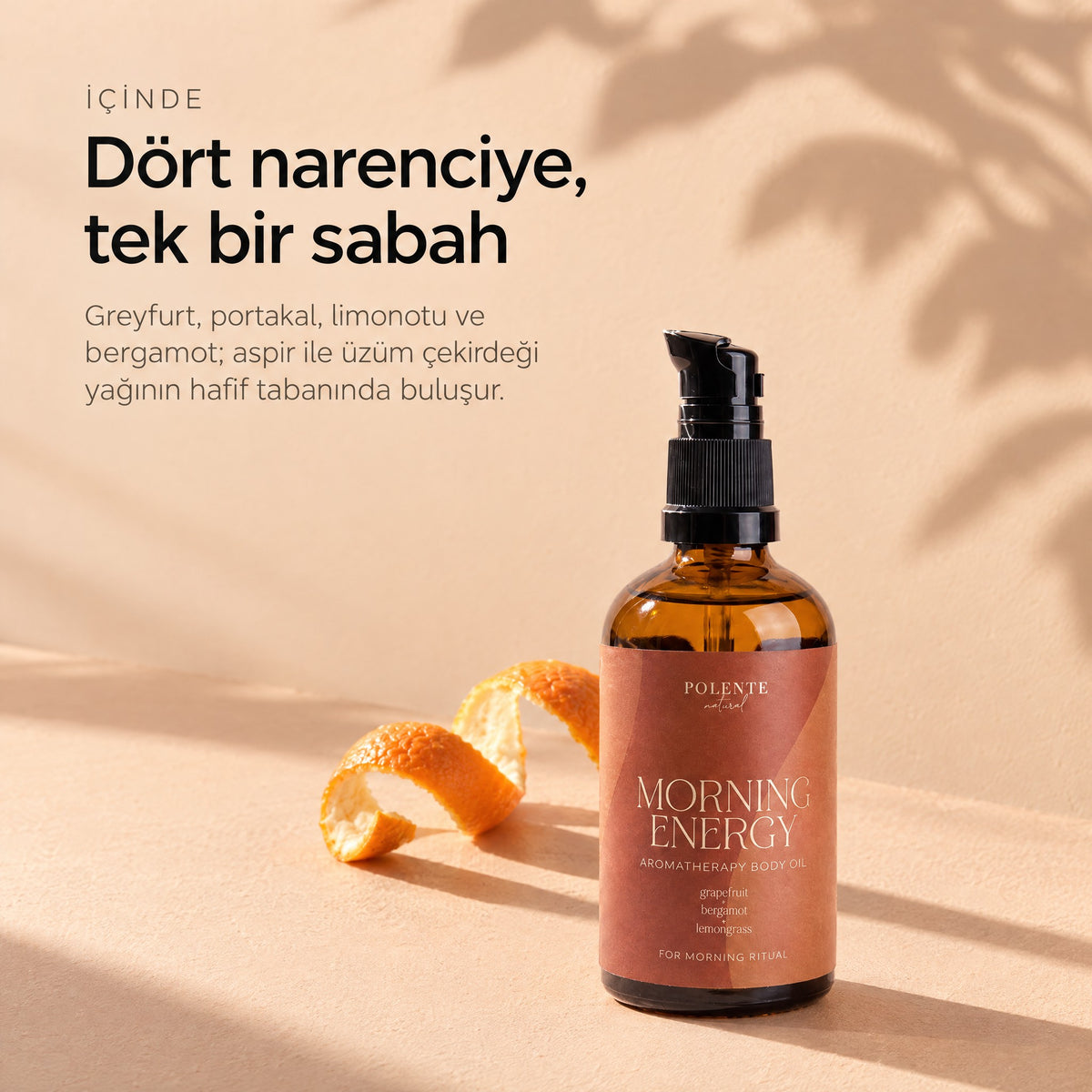 MORNING ENERGY Aromaterapik Vücut Masaj Yağı 100 ml — dört narenciye, tek bir sabah