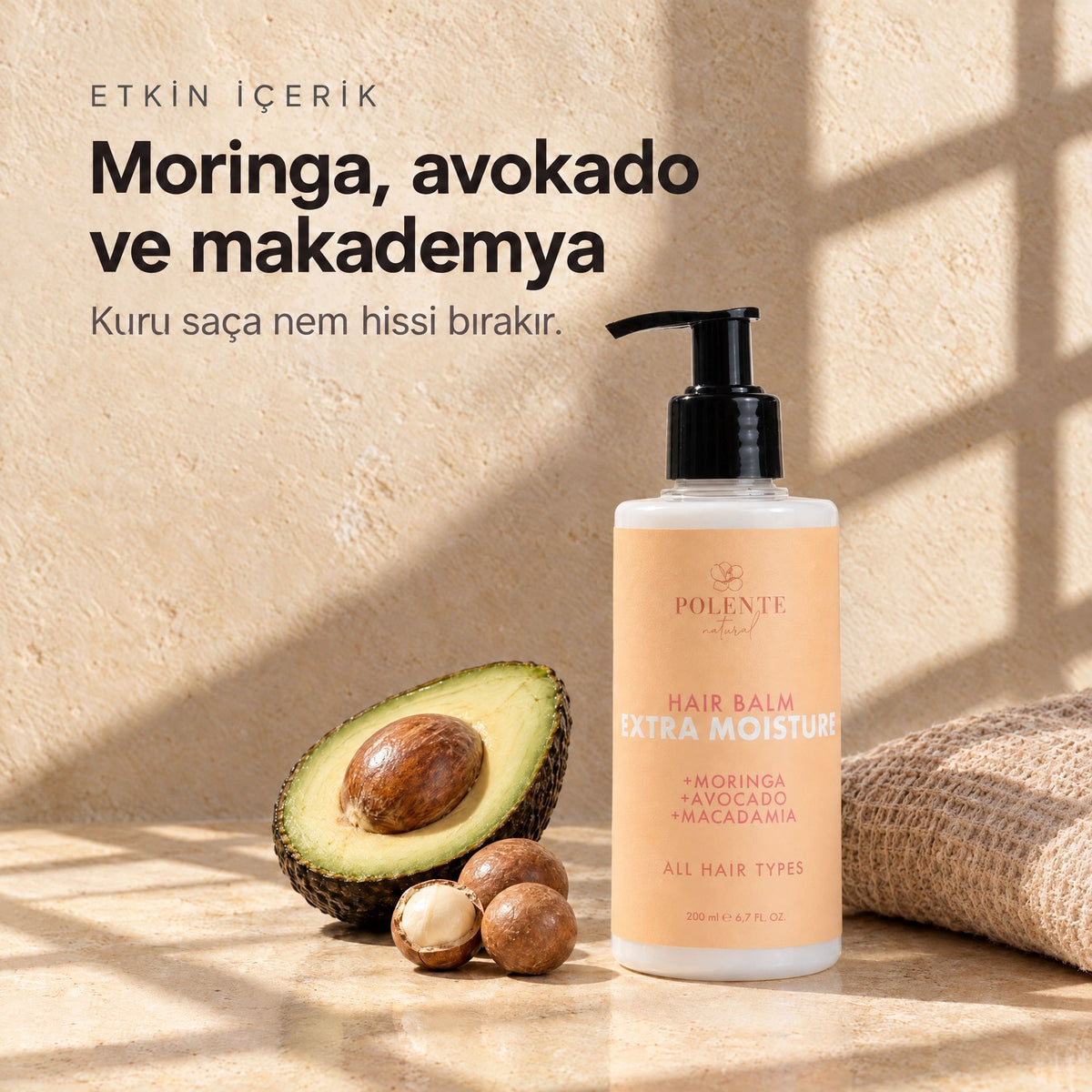 Yoğun Nemlendirici Saç Kremi — Moringa, avokado ve makademya