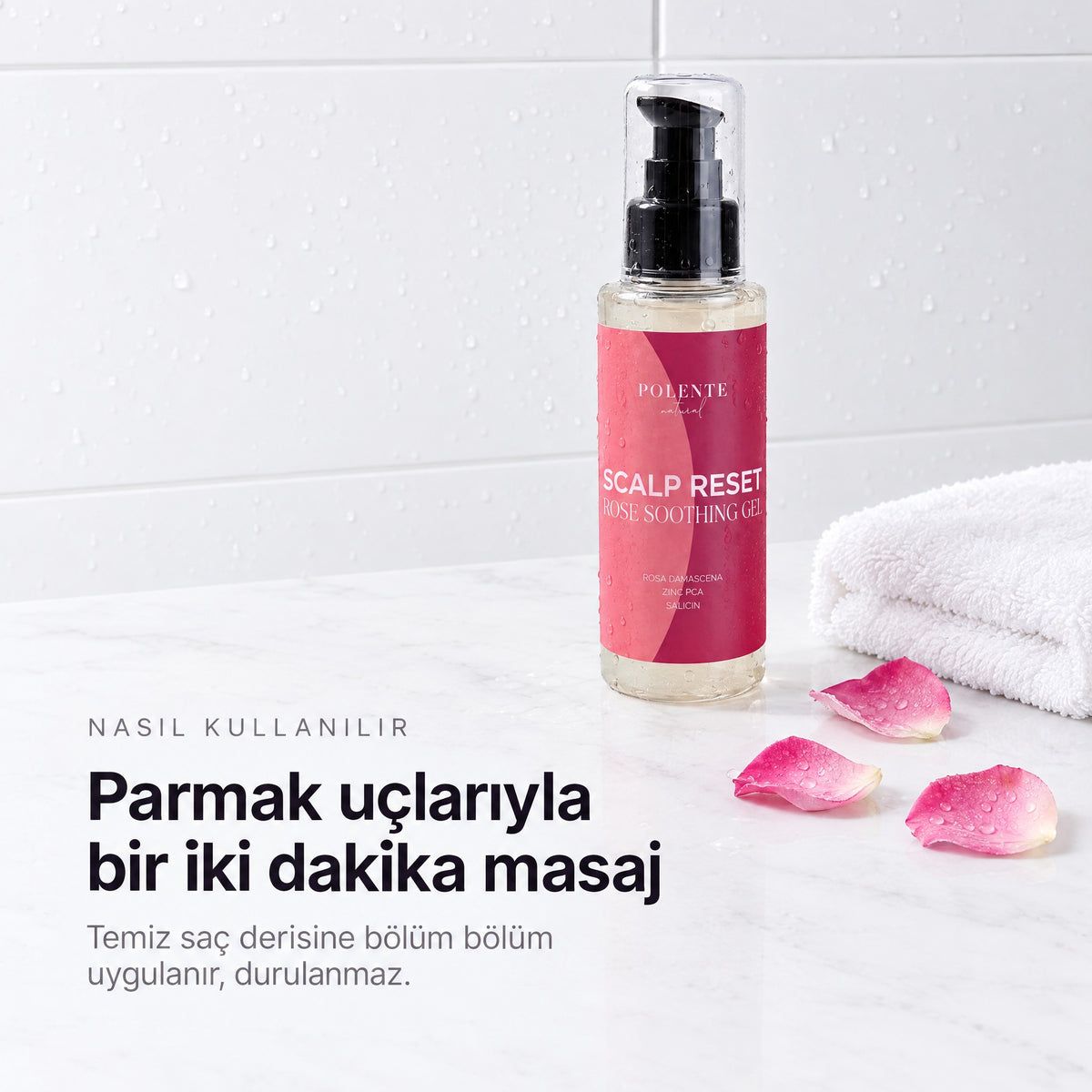 Scalp Reset Saç Derisi Jeli 100 ml — parmak uçlarıyla bir iki dakika masaj