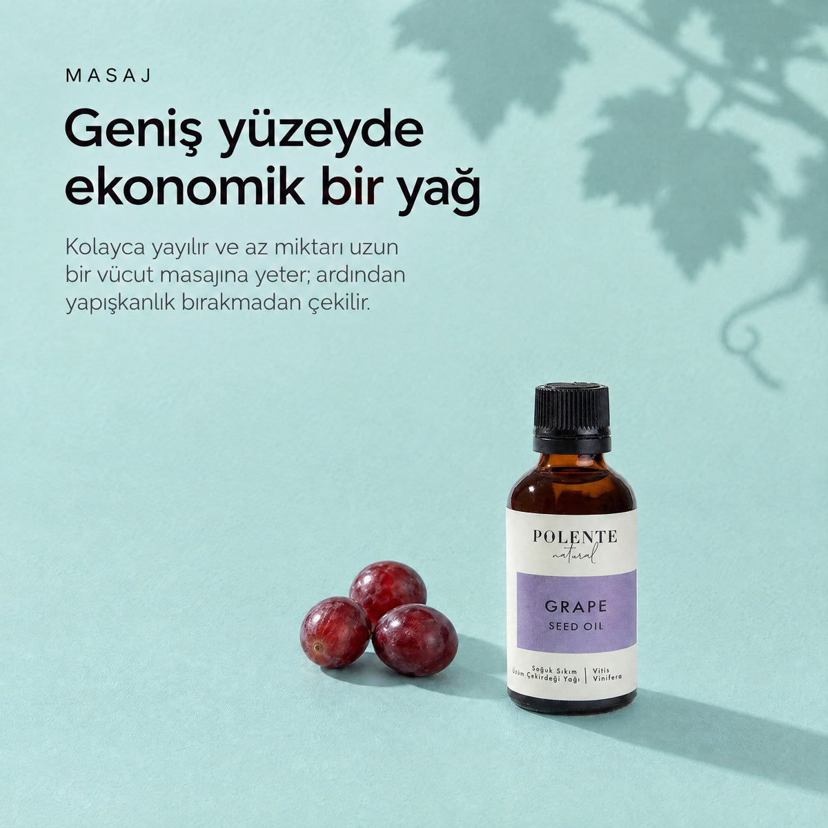 Üzüm Çekirdeği Yağı 50 ml — geniş yüzeyde ekonomik bir yağ