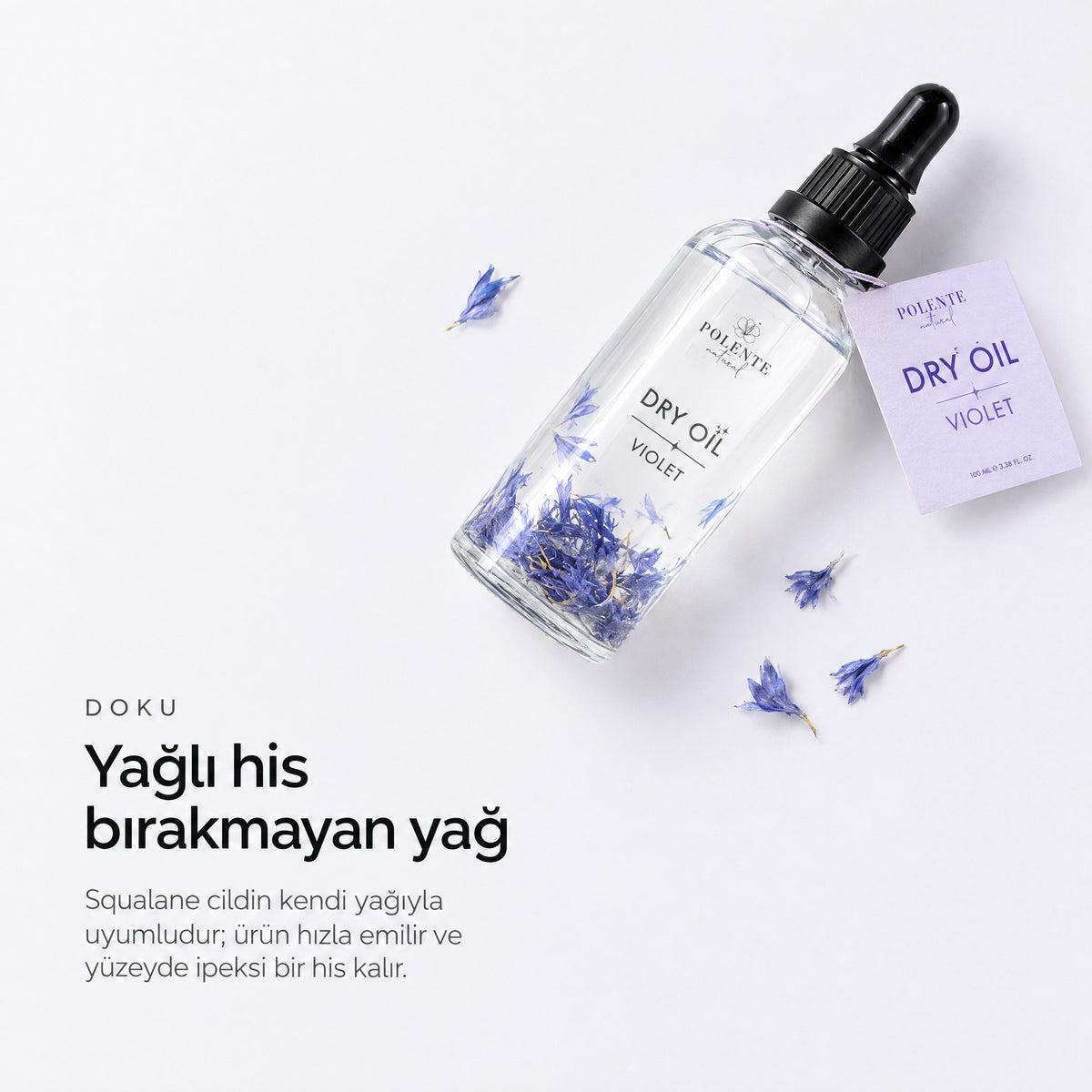 Violet Dry Oil 100 ml çok amaçlı kuru yağ — Yağlı his bırakmayan yağ