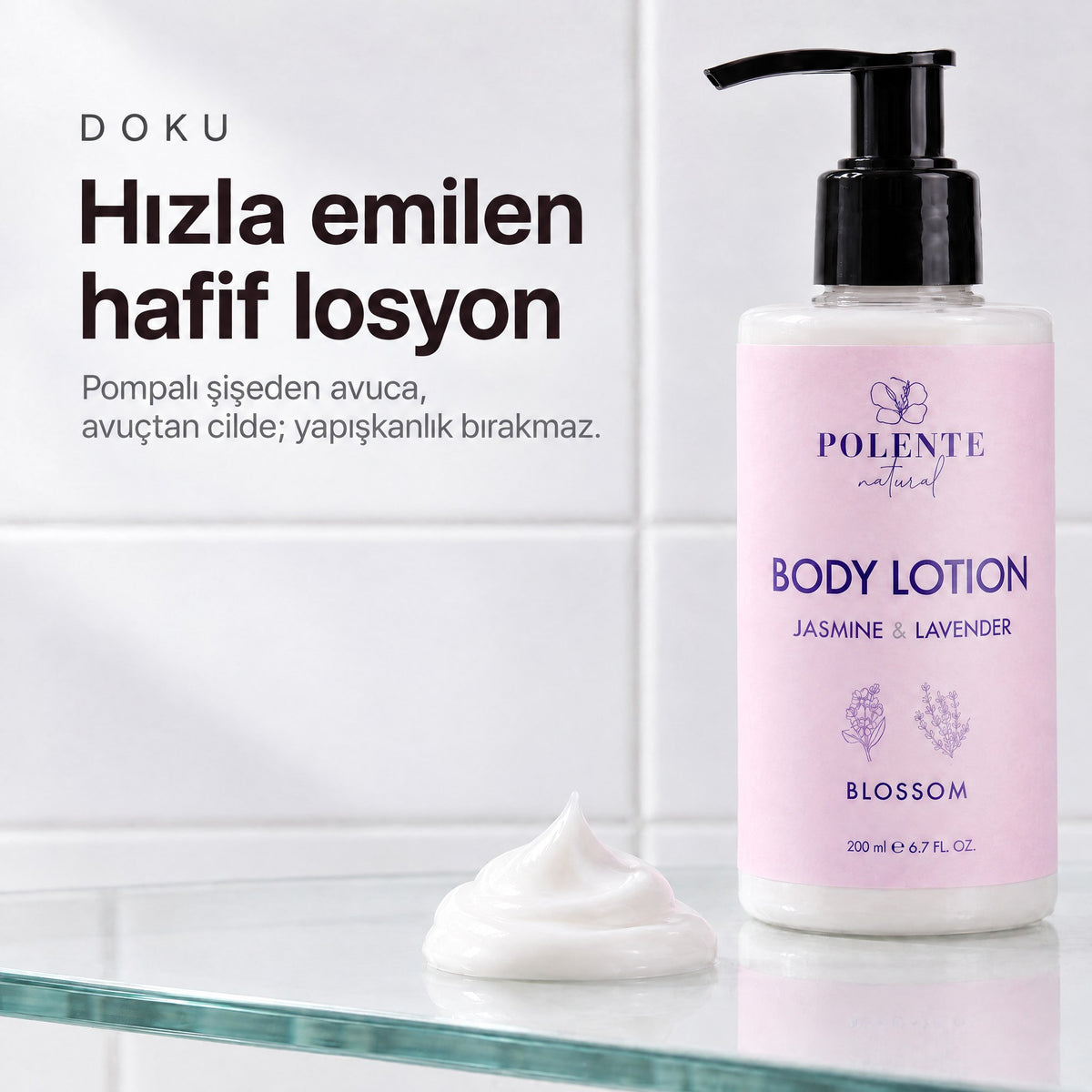 Yasemin & Lavanta Vücut Losyonu 200 ml — hızla emilen hafif losyon