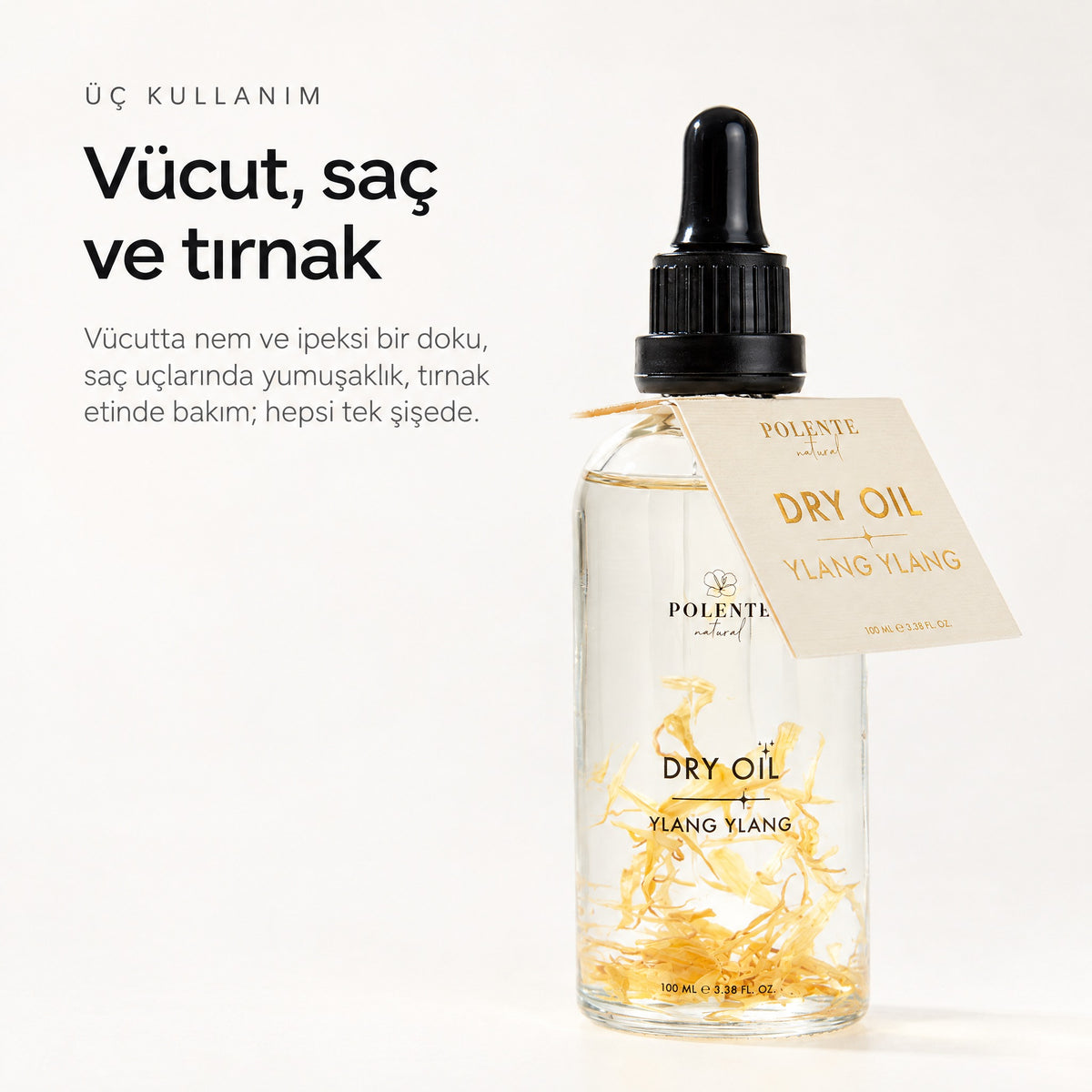 Ylang Ylang Dry Oil 100 ml çok amaçlı kuru yağ — Vücut, saç ve tırnak