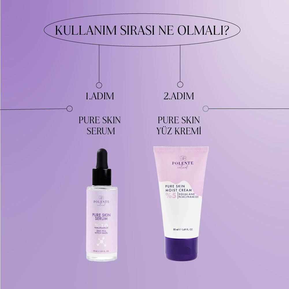 Pure Skin Serum uygulama görseli — akneye eğilimli cilt bakımı
