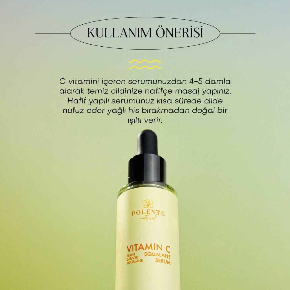 C Vitamini & Squalane Serum doku detayı — eşit ton görünümü için