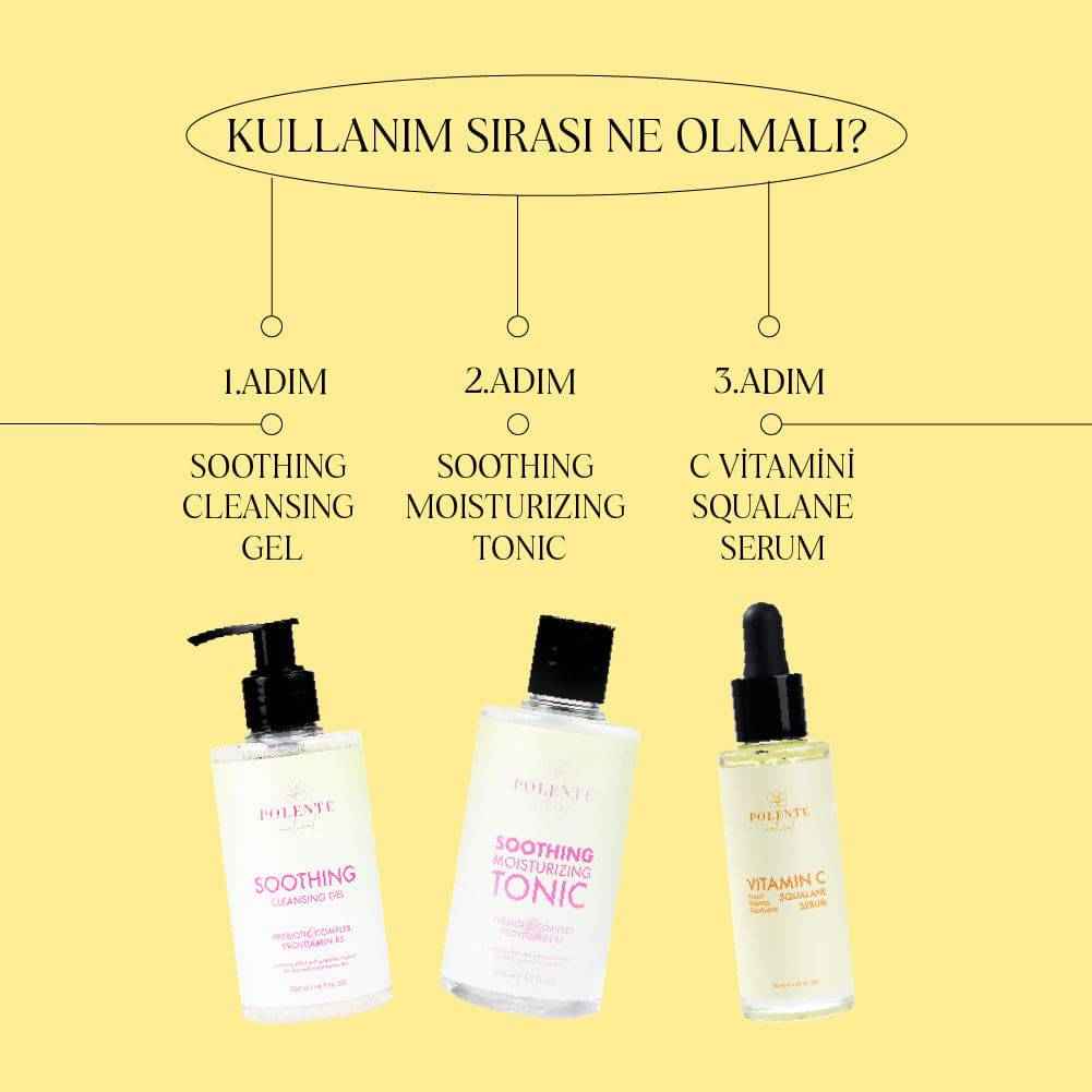 C Vitamini & Squalane Serum uygulama görseli — leke karşıtı yüz bakımı