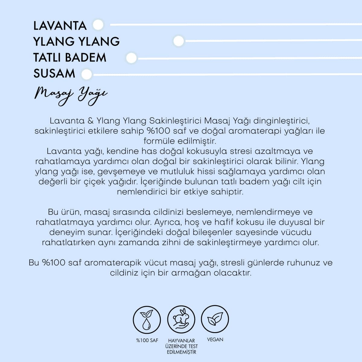 Lavanta &amp; Ylang Ylang Sakinleştirici Masaj Yağı (100 ml)