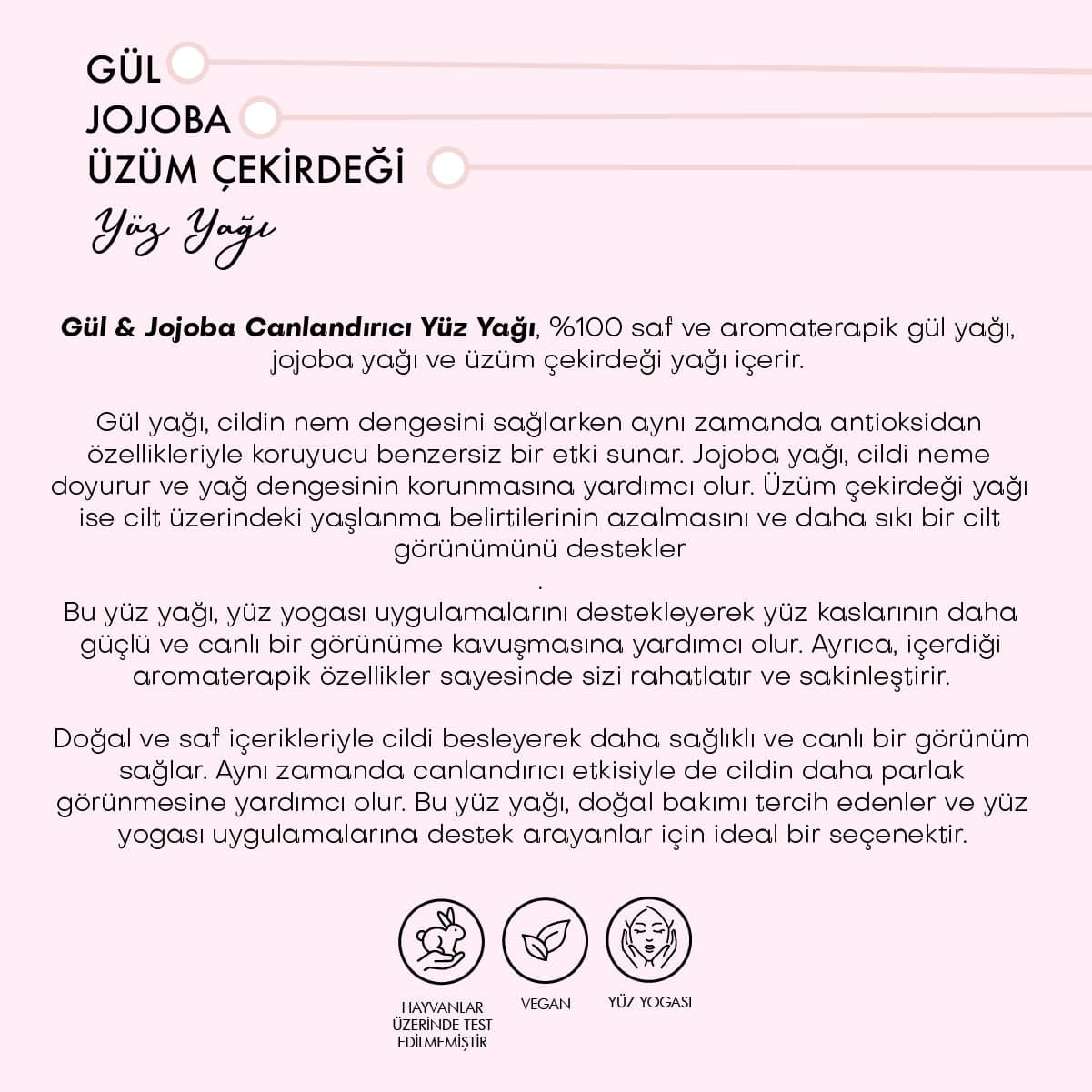 Gül &amp; Jojoba Canlandırıcı Yüz Yağı (30 ml)