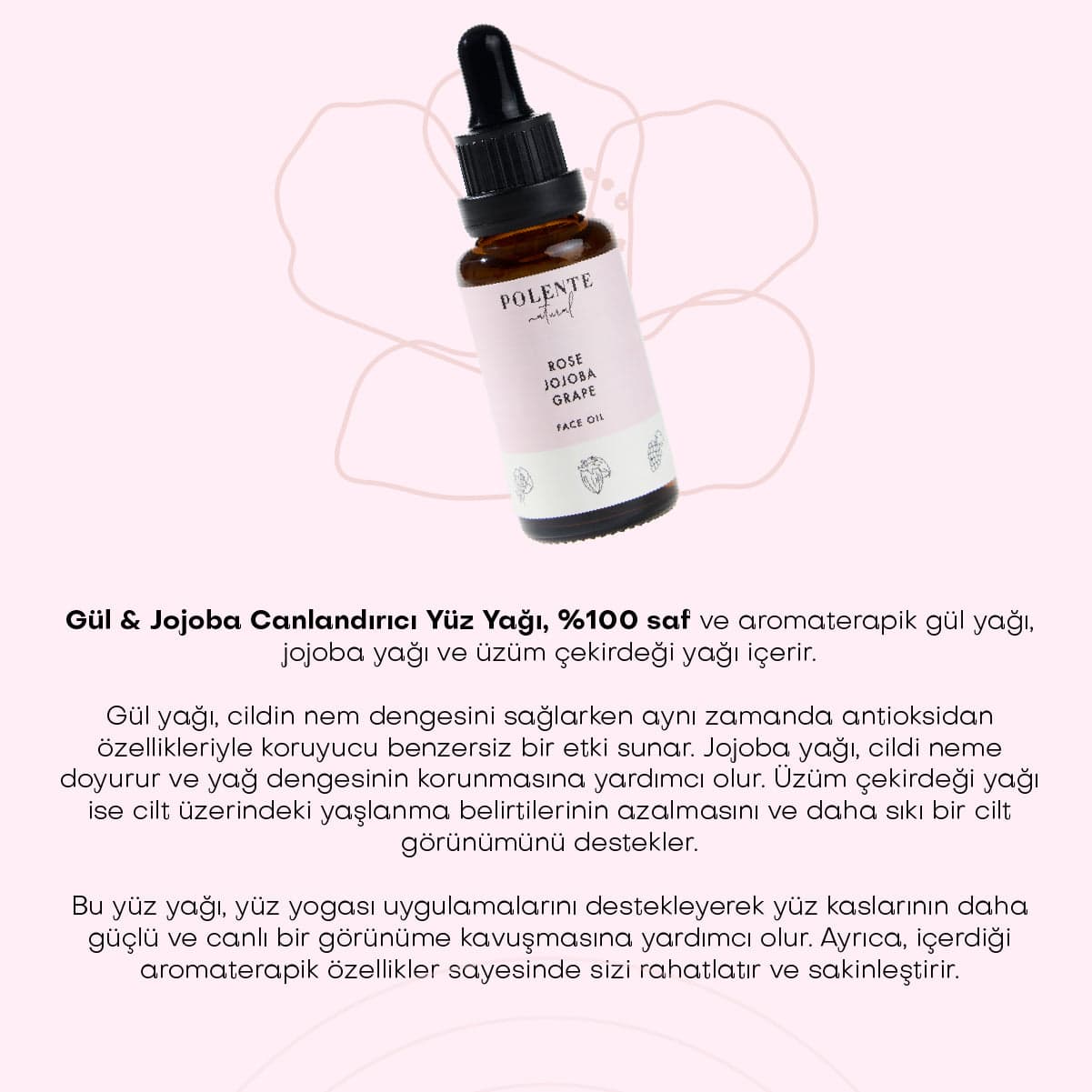 Gül &amp; Jojoba Canlandırıcı Yüz Yağı (30 ml)