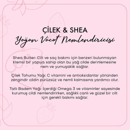 Çilek &amp; Shea Body Butter /  Yoğun Vücut Nemlendiricisi (100 ml)