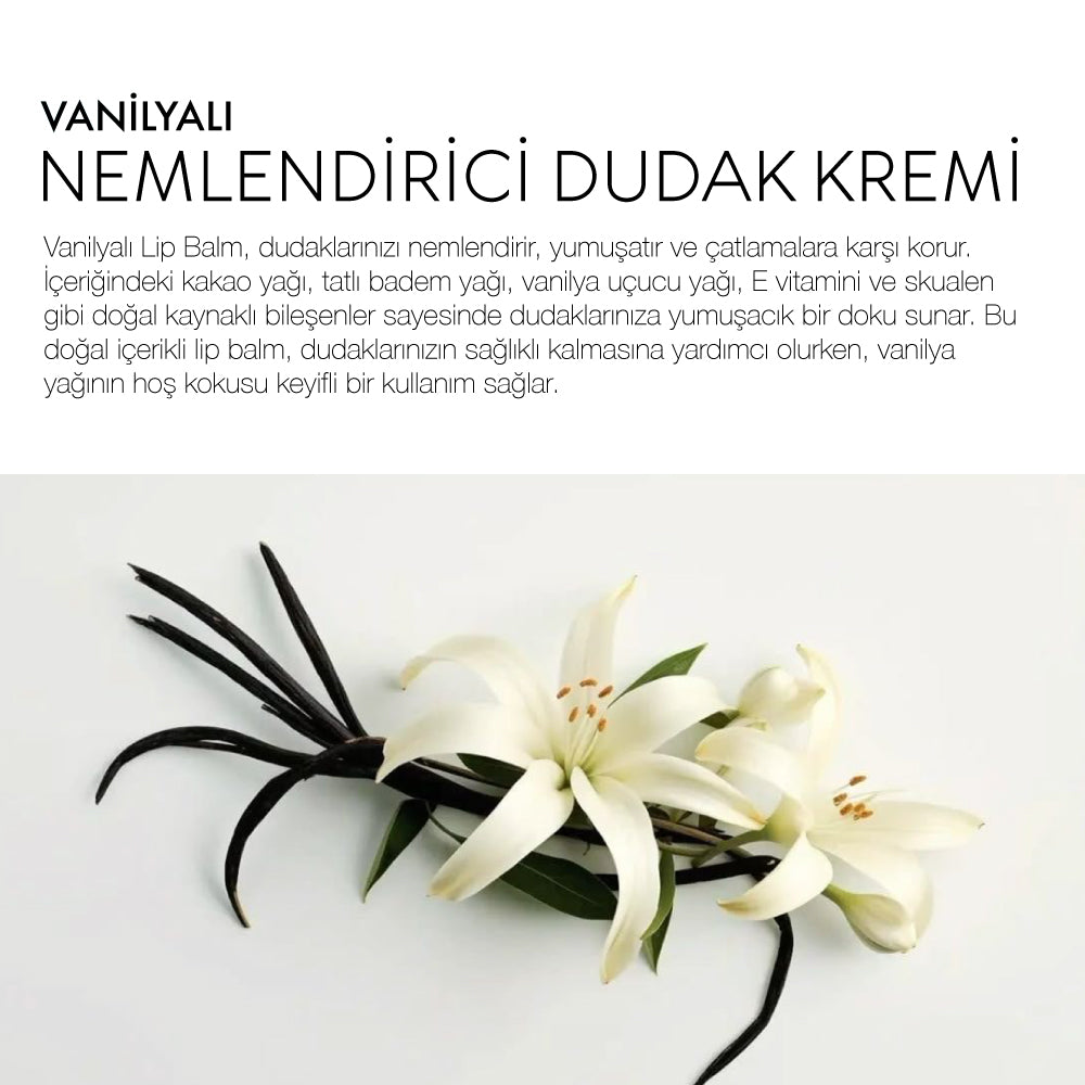 Vanilyalı Lip Balm - Nemlendirici Dudak Kremi (10 ml)