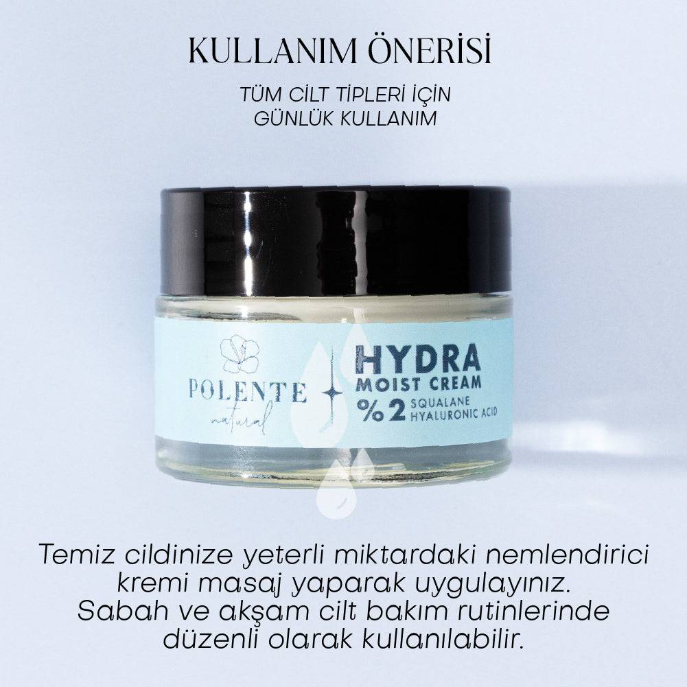 HYDRA MOIST CREAM - Hyalüronik Asit &amp; Skualen İçeren Nemlendirici Krem (50 ml)