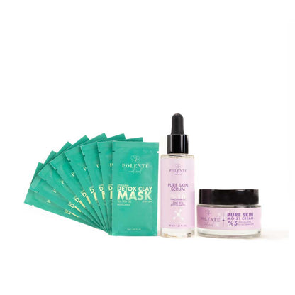 Pure Skin Detoks Bakım Seti — detoks kil maskesi, tonik ve Niacinamide serum arındırıcı set