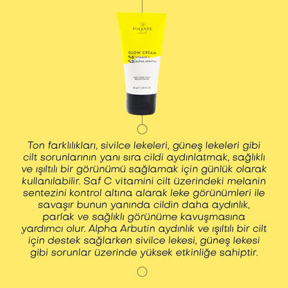 GLOW CREAM - Vitamin C &amp; Arbutin İçeren Aydınlatıcı Leke Kremi (50 ml)
