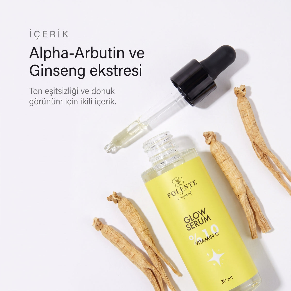GLOW SERUM 30 ml — Alpha-Arbutin ve Ginseng ekstresi