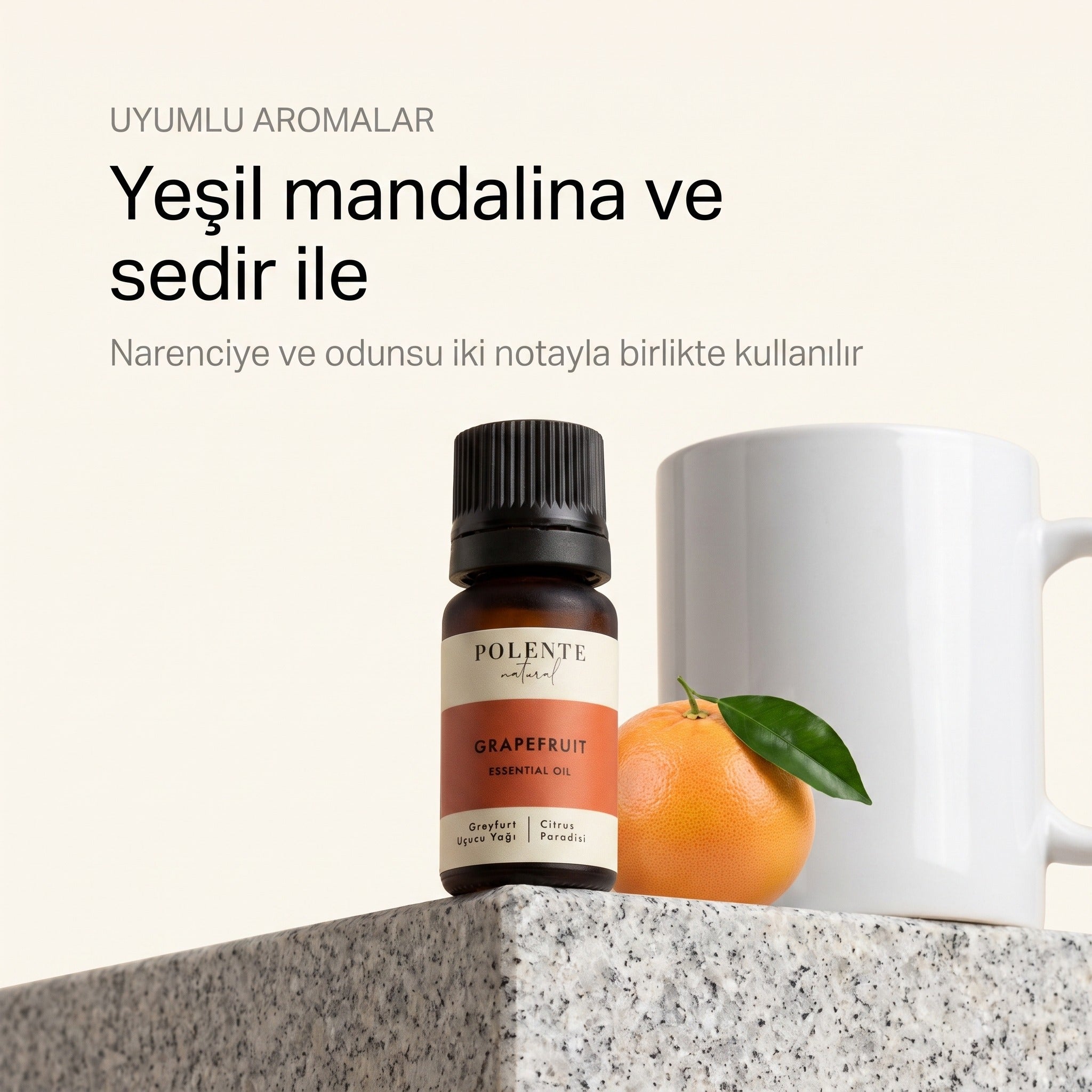 Greyfurt Uçucu Yağı — uyumlu aromalar: yeşil mandalina ve sedir