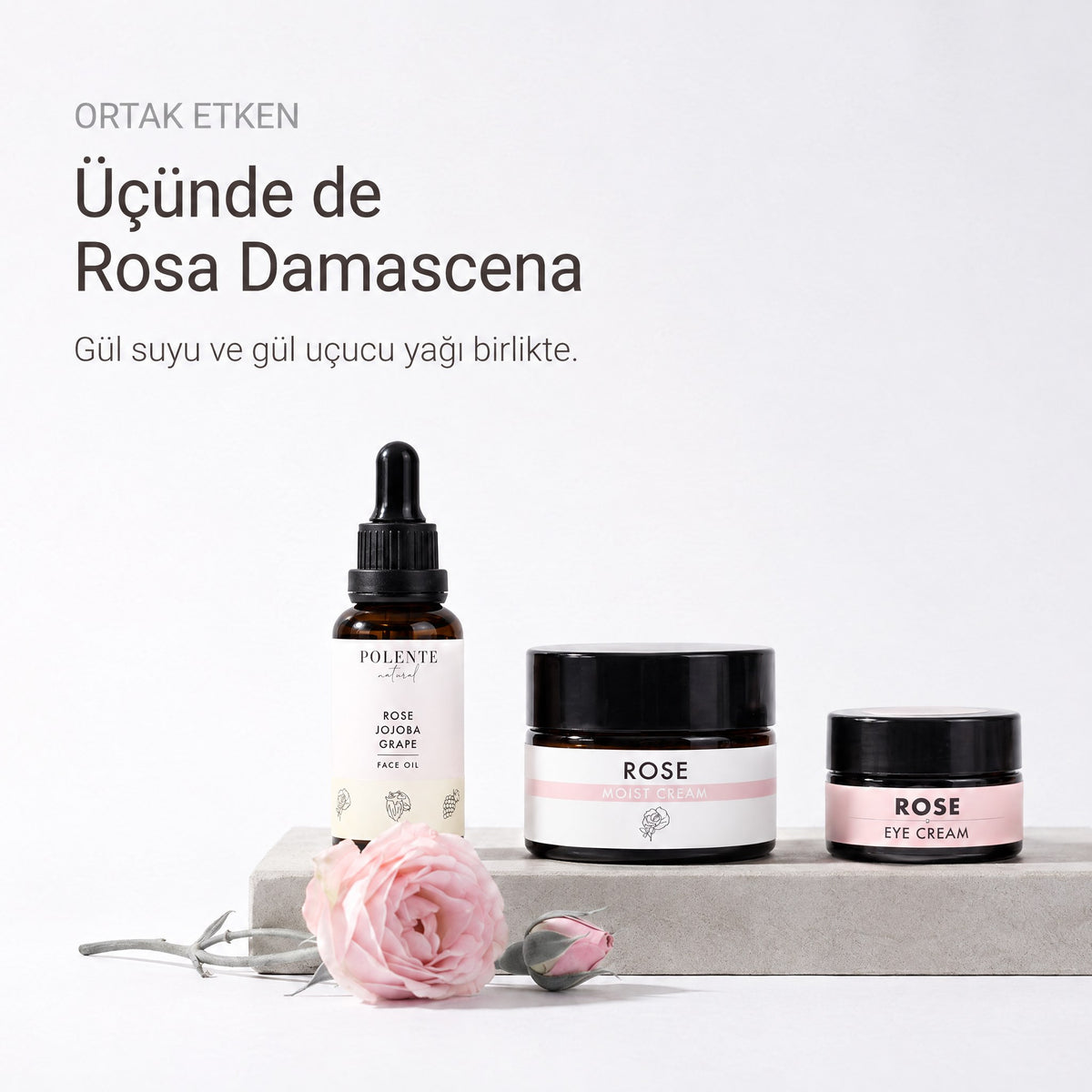 Gül Canlandırıcı Cilt Bakım Serisi — üçünde de Rosa Damascena