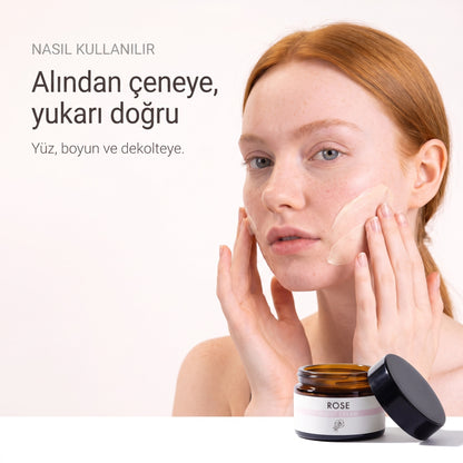 Gül Canlandırıcı Yüz Kremi 50 ml — alından çeneye yukarı hareketlerle masaj